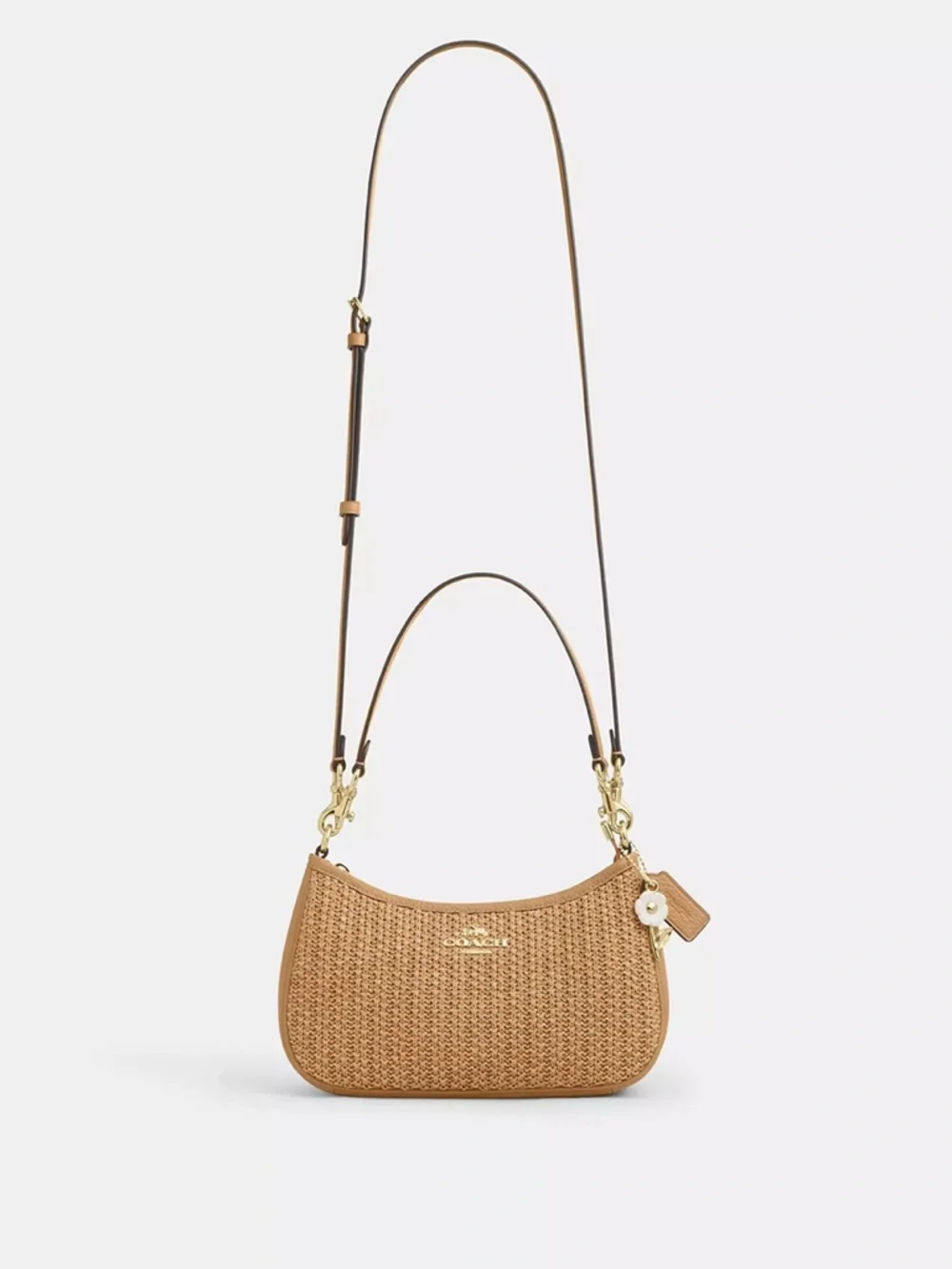 NWT COACH Teri Shoulder Bag With Charm CEC43 straw/Im/Toast Leather - Picture 6 of 7